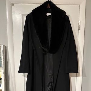 REISS  ´PACEY’COAT IN BLACK SIZE 12, FAUX FUR REMOVABLE COLLAR